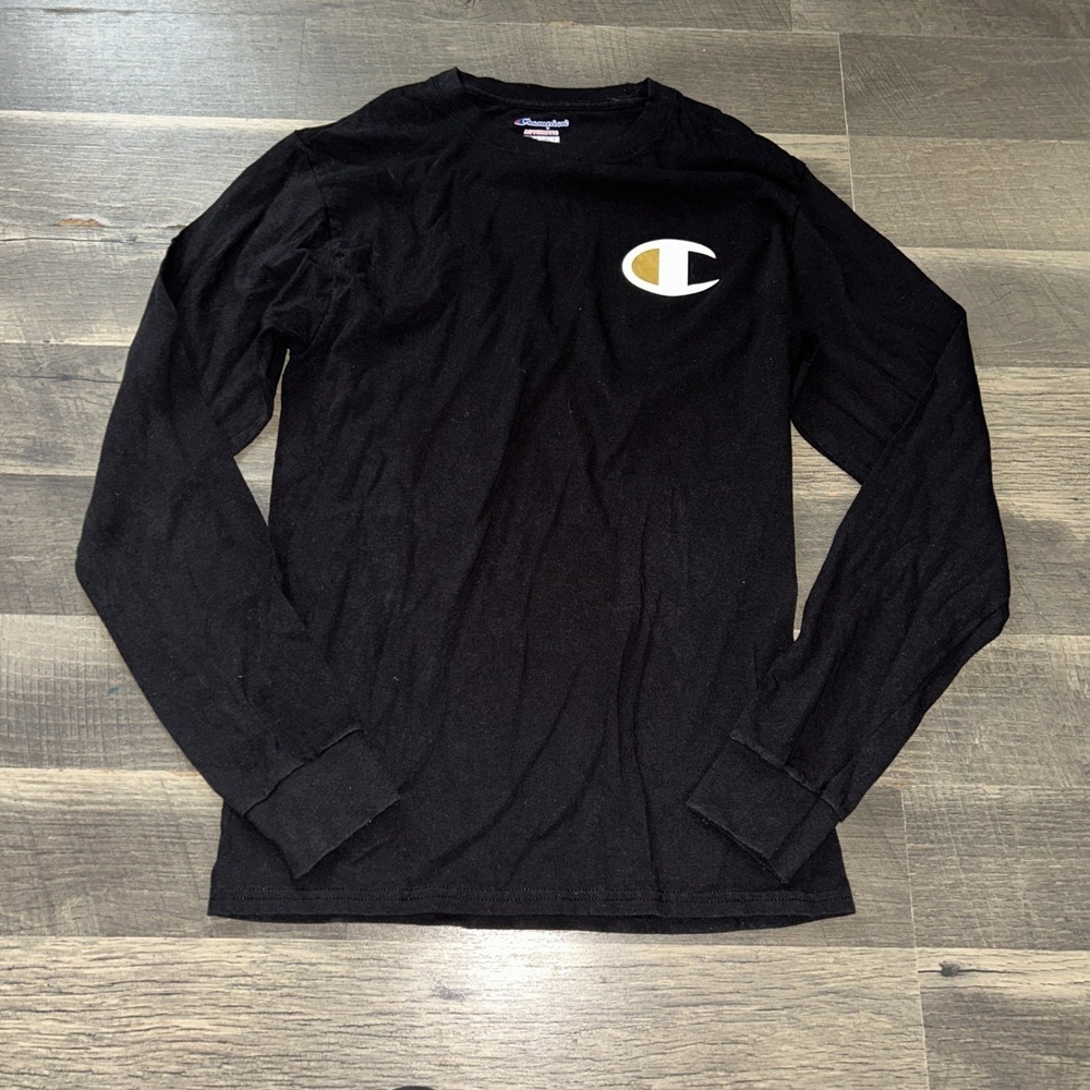 Champion Men's Heritage Long Sleeves Crew‎ Neck Black Shirt Top Size S